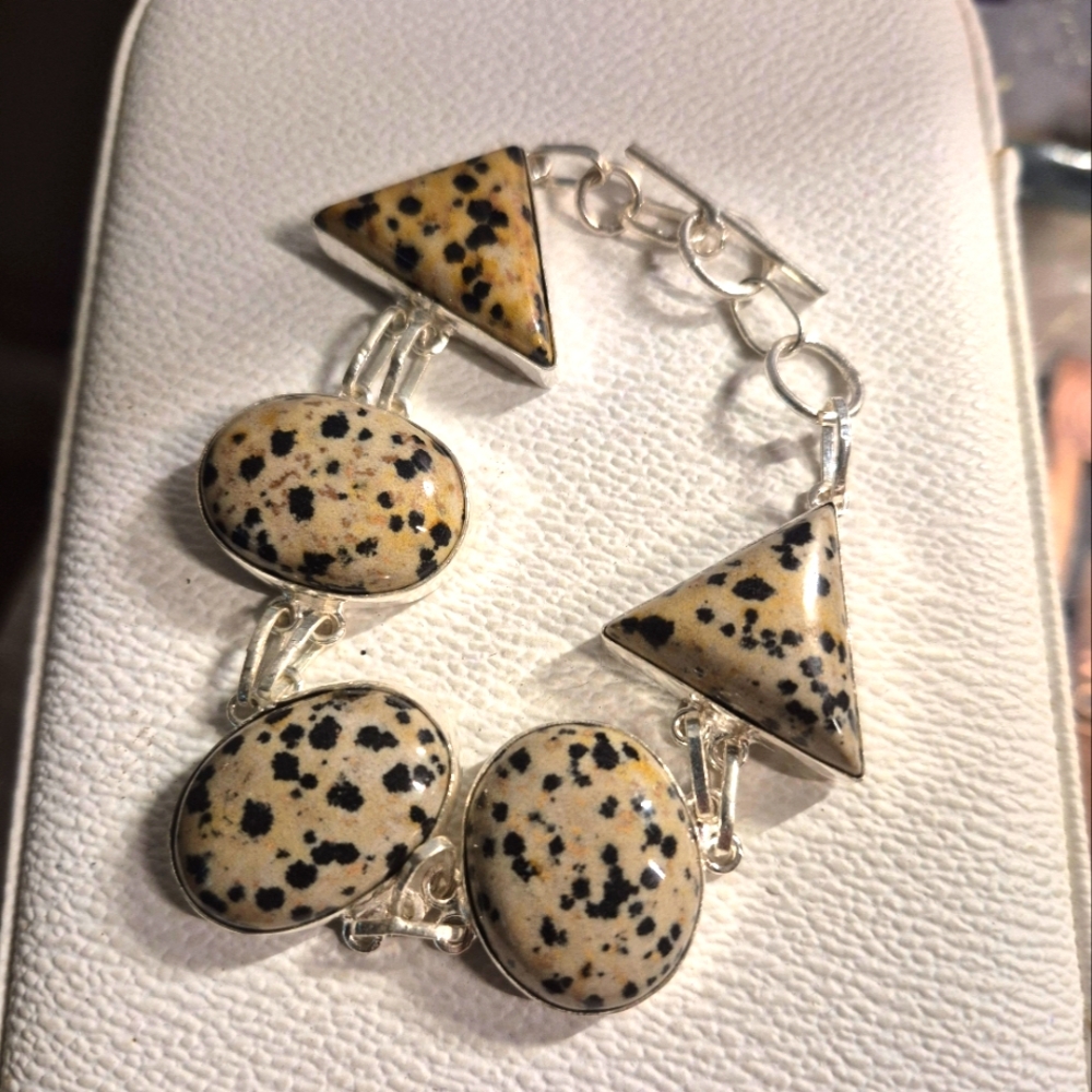 Distinct Dalmation Stone Bracelet Fits 7 To 8 Inch